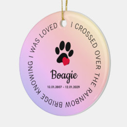 Adorno De Cerámica Rainbow Bridge Paw Print Personalized Pet Memorial