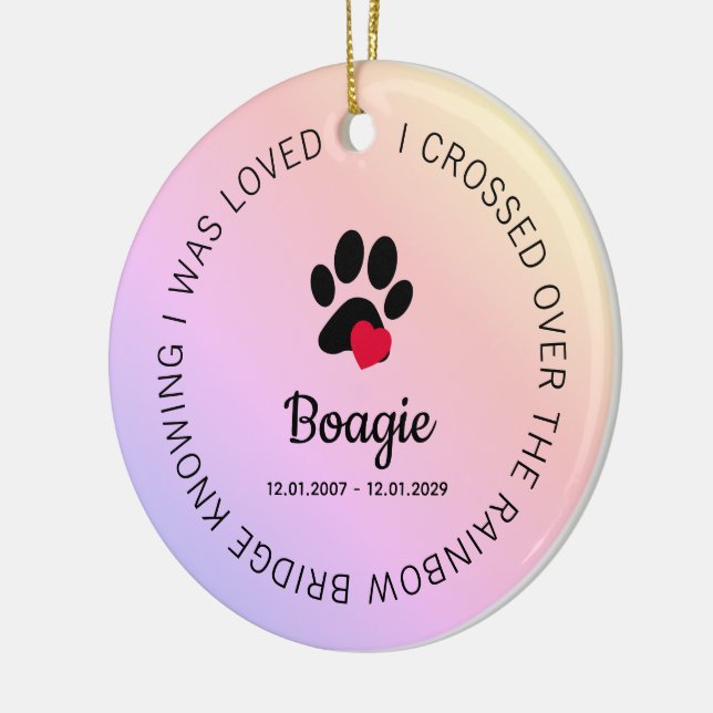 Adorno De Cerámica Rainbow Bridge Paw Print Personalized Pet Memorial (Izquierda)