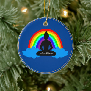 Adorno De Cerámica Rainbow Buddha & Mindfulness Yoga /meditation