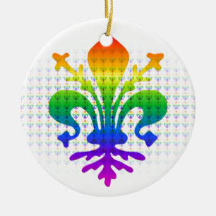 Adorno De Cerámica Rainbow Fleur-de-lis