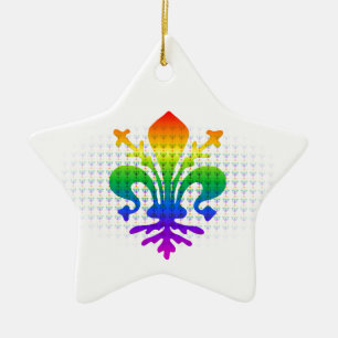 Adorno De Cerámica Rainbow Fleur-de-lis
