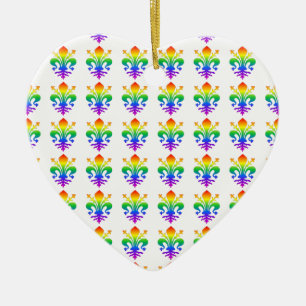 Adorno De Cerámica Rainbow Fleur-de-lis