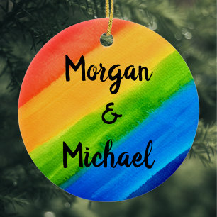 Adorno De Cerámica Rainbow LGBTQ Christmas Holiday