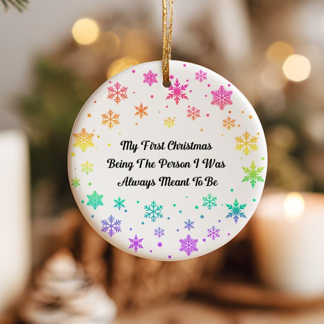 Adorno De Cerámica Rainbow Pride LGBTQ Holiday Christmas Ornament (Subido por el creador)