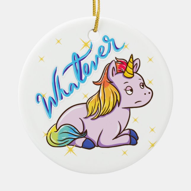 Adorno De Cerámica Rainbow Unicornio en vacaciones (Frente)