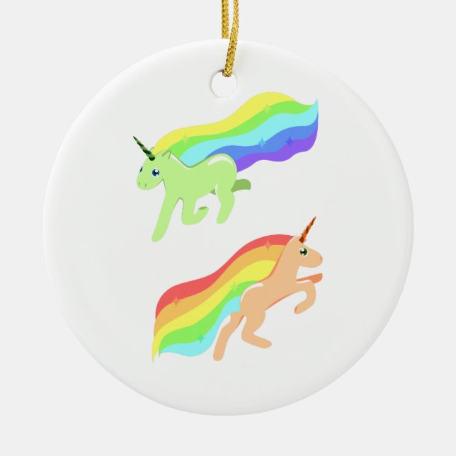 Adorno De Cerámica Rainbow Unicorns (Frente)