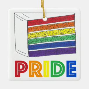 Adorno De Cerámica Rainbow Wedding Cake Slice LGBT Gay Pride