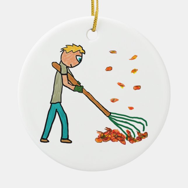 Adorno De Cerámica Raking Autumn Leaves (Frente)