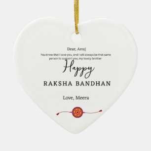 Adorno De Cerámica Raksha bandhan, tarjeta feliz rakhi personalizada,
