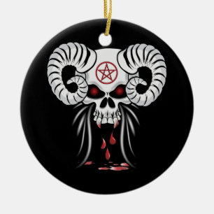 Adorno De Cerámica Ram Horned Skull