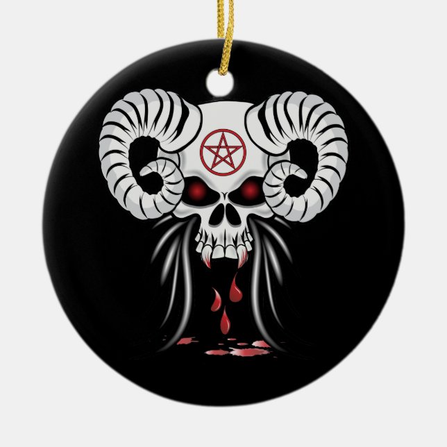 Adorno De Cerámica Ram Horned Skull (Frente)