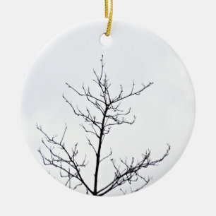 Adorno De Cerámica Rama de árbol seca contra el cielo nublado