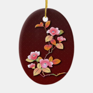 Adorno De Cerámica Rama hermosa de la camelia