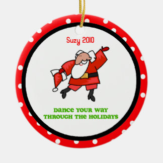 Adorno De Cerámica Rama personalizada DanceChick Santa Dance