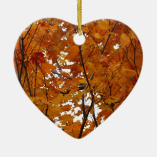 Adorno De Cerámica Ramas de hojas de arce I Otoño naranja