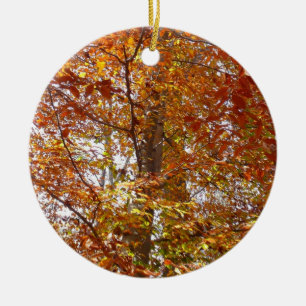 Adorno De Cerámica Ramas de Hojas Naranjas Naturaleza de Otoño