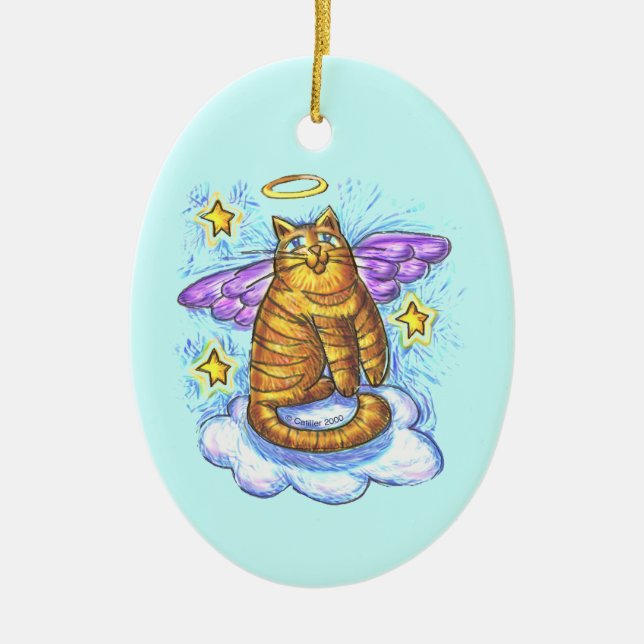 Adorno De Cerámica Rambo Kitty Cat Angel nombre personalizado Ornamen (Frente)