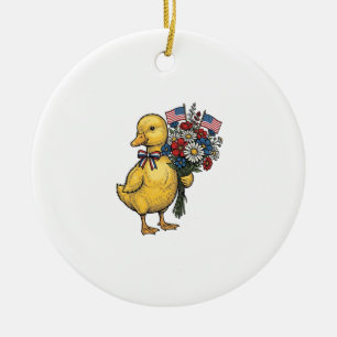 Adorno De Cerámica Ramo de flores de patito patriótico Camiseta vinta