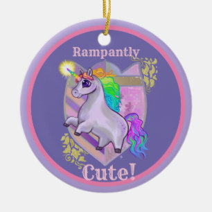 Adorno De Cerámica Rampantly Cute Unicorn