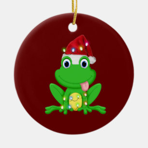 Adorno De Cerámica Rana con Navidades de luces Gorras