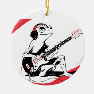 Adorno De Cerámica Rana de Guitarra – Arte Animal de Música Fría