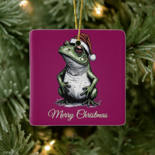 Adorno De Cerámica Rana de Navidad Cottagecore Vintage Victoriano