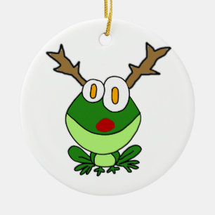 Adorno De Cerámica Rana divertida del navidad como reno