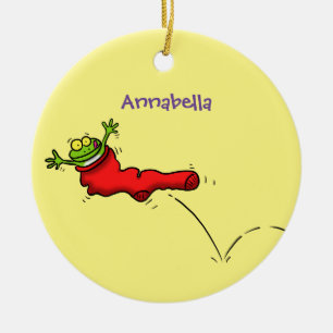 Adorno De Cerámica Rana dulce en un personalizado de salto de calcetí