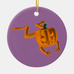 Adorno De Cerámica Rana naranja Halloween
