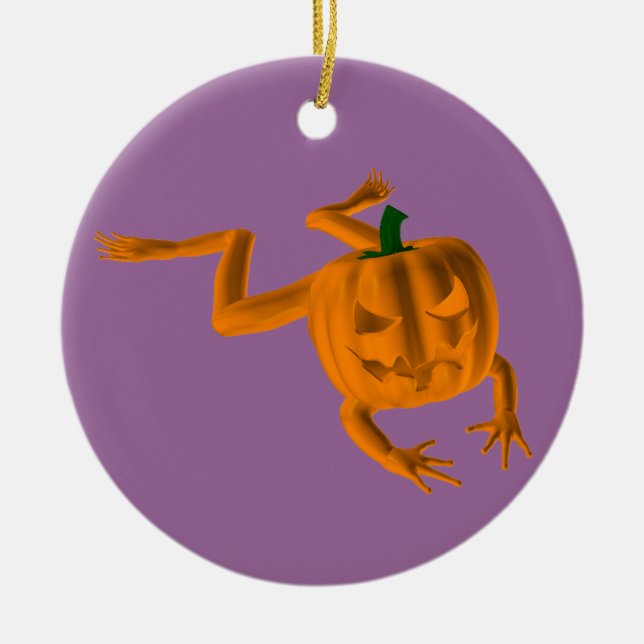 Adorno De Cerámica Rana naranja Halloween (Frente)