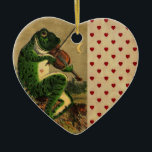 Adorno De Cerámica Rana romántica vintage con violín<br><div class="desc">Ilustracion romántico romántico vintage de rana linda serenata con violín. Ilustracion de un anuncio de principios del siglo XX</div>