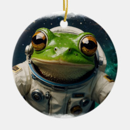 Adorno De Cerámica Rana verde en el espacio