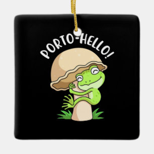 Adorno De Cerámica Rana Y Hongos