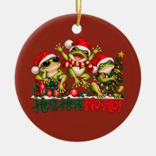Adorno De Cerámica Ranas divertidas de Navidad Saltar Saltar Jo Jo