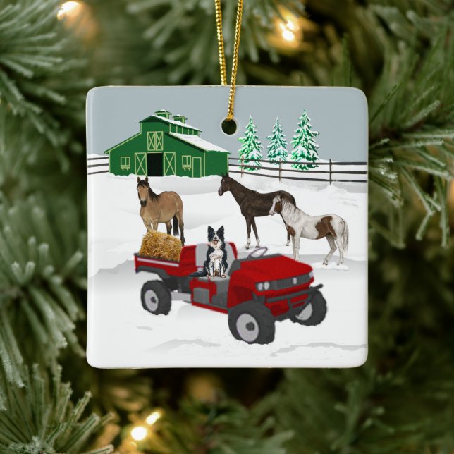 Adorno De Cerámica Rancho de Caballo de Granja Occidental Red ATV Per (Árbol)