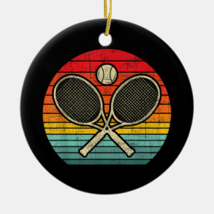 Adorno De Cerámica Raqueta de tenis cruzada retro vintage - Amante de