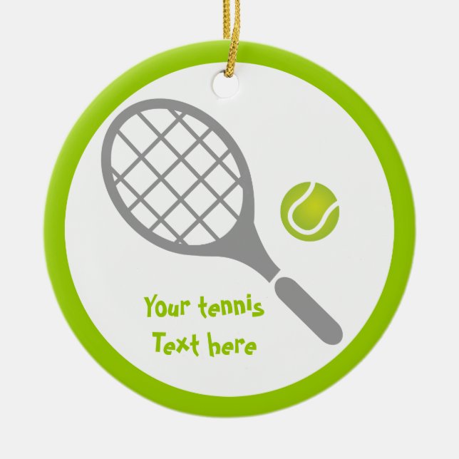Adorno De Cerámica Raqueta de tenis y personalizado de pelotas (Frente)