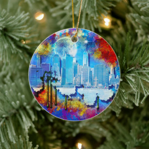 Adorno De Cerámica Rascacielos de SlipperyJoe construyendo arte gr