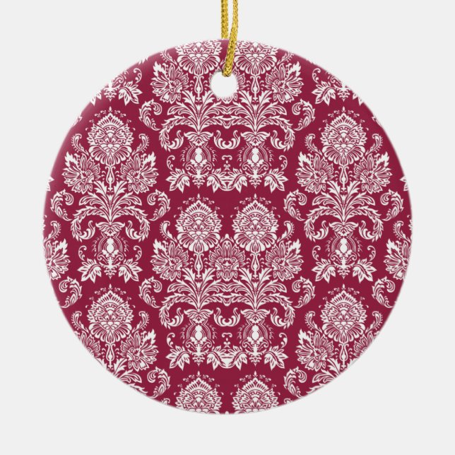 Adorno De Cerámica Raspberry Victorian Damask (Frente)
