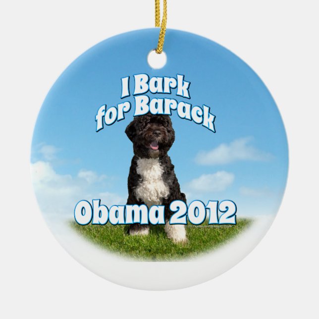 Adorno De Cerámica Raspo para Barack, BO el primer perro Obama (Frente)