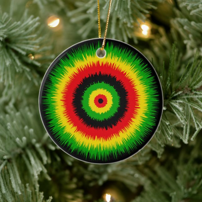 Adorno De Cerámica Rasta Reggae Music Tie Dye Bullseye (Árbol)