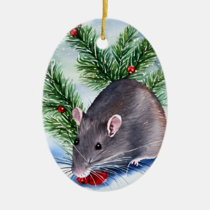 Adorno De Cerámica Rat navidades