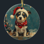 Adorno De Cerámica Rat Terrier Dog Navidades Vintage Beach<br><div class="desc">Traiga el calor de las vacaciones a la orilla con este encantador diseño de estilo vintage con un perro de festividad sentado en una tranquila playa. Con un toque vacacional clásico de tonos nostálgicos y vibraciones costeras, esta obra de arte capta la magia de los Navidades junto al mar. Perfecto...</div>