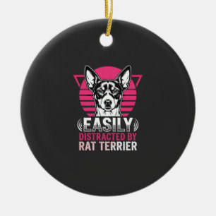 Adorno De Cerámica Rat Terrier Fácilmente Distraído Perro Retro