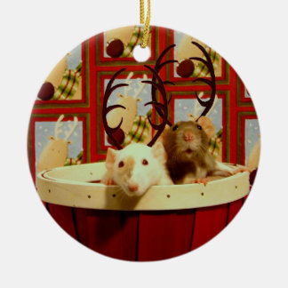 Adorno De Cerámica Ratas del navidad