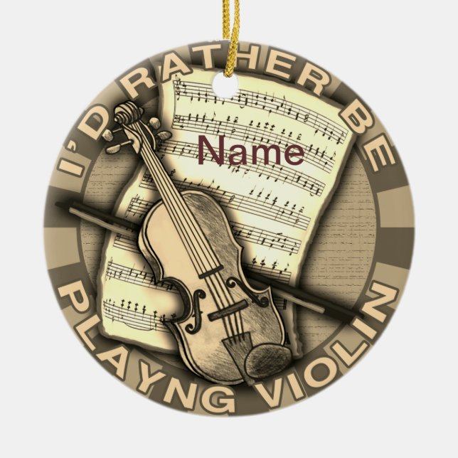 Adorno De Cerámica Rather Play Violin (Frente)
