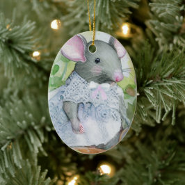 Adorno De Cerámica ratón acuarela de los navidades