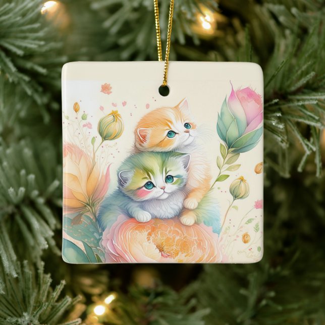 Adorno De Cerámica ratón acuarela de los navidades (Árbol)