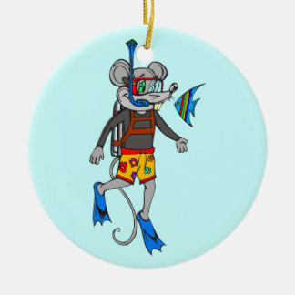 Adorno De Cerámica Ratón de buceo Scuba