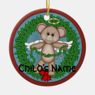 Adorno De Cerámica Ratón del ángel del navidad